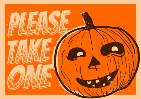 Please take one candy halloween door sign standard print paper size Stock Illustration