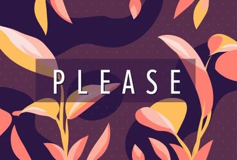 Please. Vector banner with frame. Floral background Stock Illustration