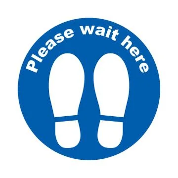 Please wait here, sign or symbol. Vector design isolated on white background. Stock Illustration