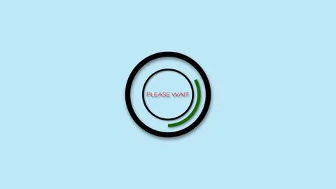 Please wait moving circle icon cyan abstract background. Stock Illustration
