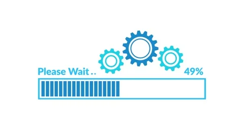 Please wait Processing bar with gear icon animation Video on white bg Stock Footage 324816415