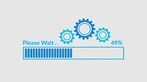 Please wait Processing bar with gear icon animation Video on Transparent BG Stock Footage 324816427
