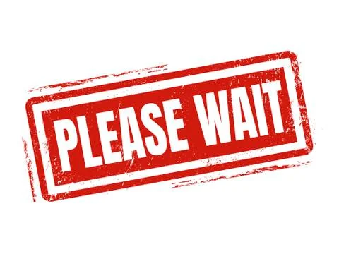 Please wait red stamp style Illustrazione stock