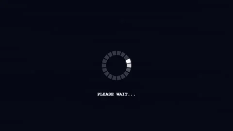 Please Wait Text. Circular progress indicator and please wait text on dark Stock Footage 341236853