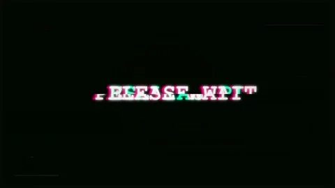 Please Wait Text. Glitch effect on Please Wait text over black background Stock Footage 341236870