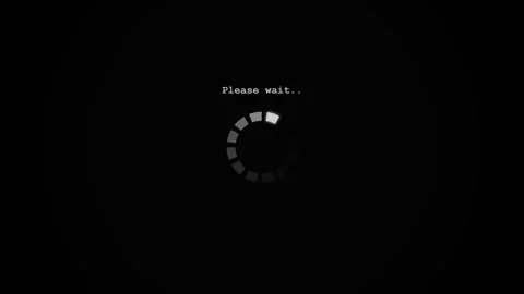 Please Wait Text. Glitch please wait text with circular loading indicator Stock Footage 341175432