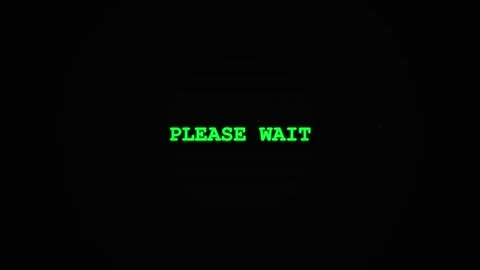 Please Wait Text. Retro green Please Wait text on black CRT screen Stock Footage 341236593