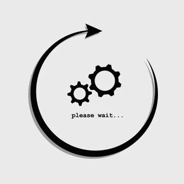 Please wait update concept with gears in a circle Illustrazione stock