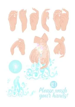 Please wash your hand with soap Stock Illustration