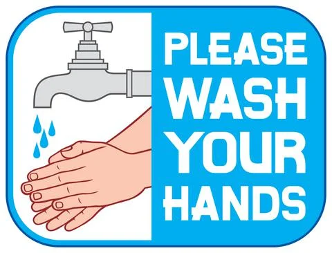 Please wash your hands label Stock Illustration