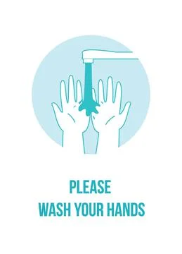 Please wash your hands wall sign for print vector Illustrazione stock