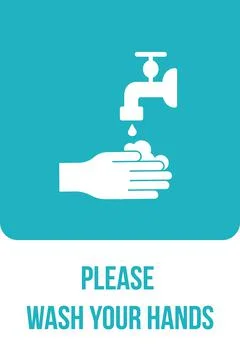 Please wash your hands wall sign for print vector Stock Illustration