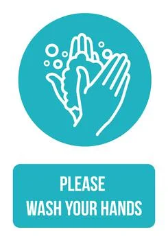 Please wash your hands wall sign for print vector Stock Illustration