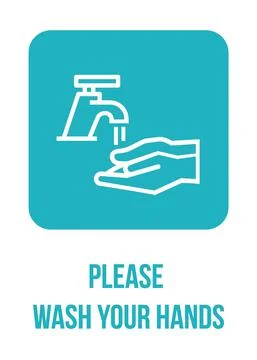 Please wash your hands wall sign for print vector Stock Illustration
