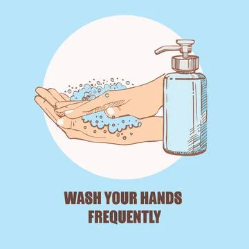 Please wash your hands wall sign for print vector Stock Illustration