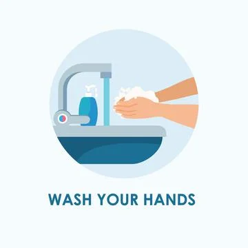 Please wash your hands wall sign for print vector Stock Illustration