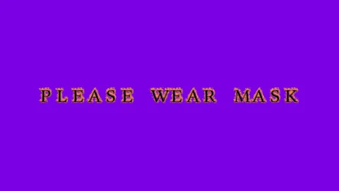 Please Wear Mask fire text effect violet background Stock Footage 136196859