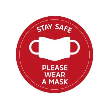 Please wear mask icon vector signage. Stay safe. Eps 10 Stock Illustration