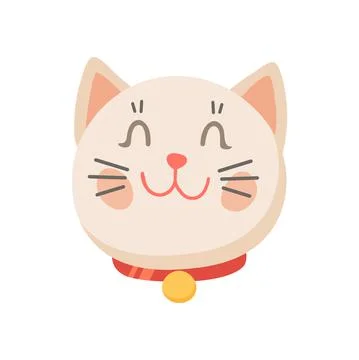 Pleased cat in good mood isolate pink kitten emoji Stock Illustration