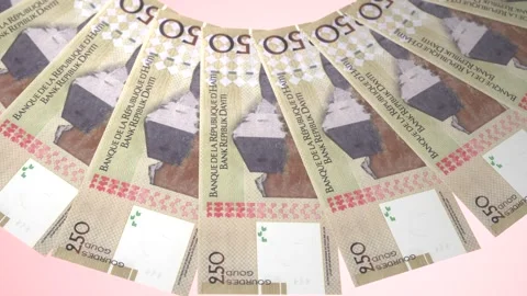 Pleasing Looping Design 250 Gourde Curency of Haiti Stock Footage 305340037