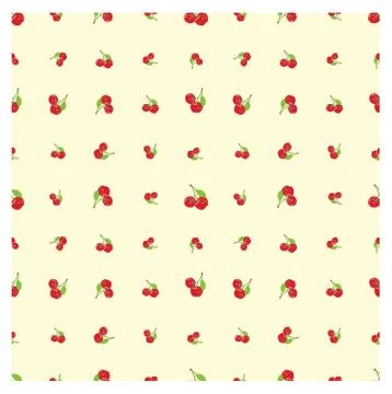 Pleasing Seamless Pattern with Red Cherry Vectors Stock Illustration