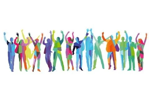 Pleasure and cheering in the group Stock Illustration