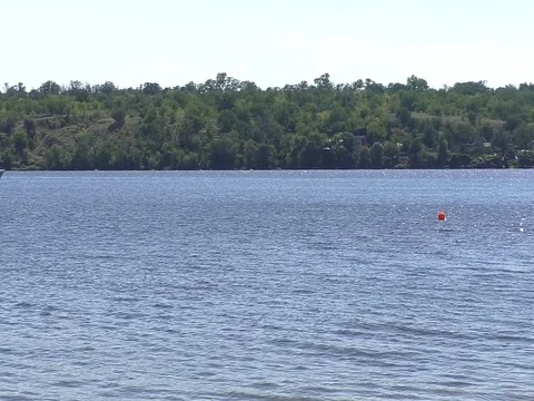 Pleasure boat on the rive Stock Footage