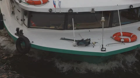 Pleasure boat on the river Stock Footage 55123418