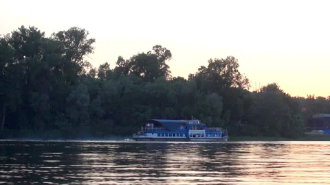 Pleasure boat on the river. Stock Footage 196074626