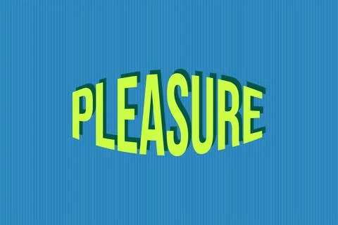 Pleasure typography text vector design on blue background Stock Illustration