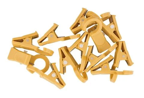 Pleat hooks on white Stock Photos