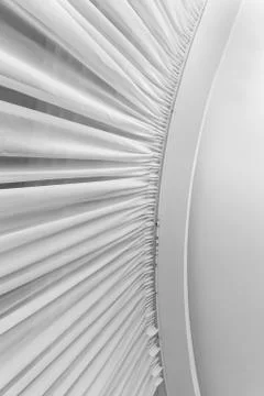Pleated white material background pattern on corner ceiling Stock Photos