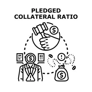 Pledging assets as loan collateral ratio concept 스톡 일러스트
