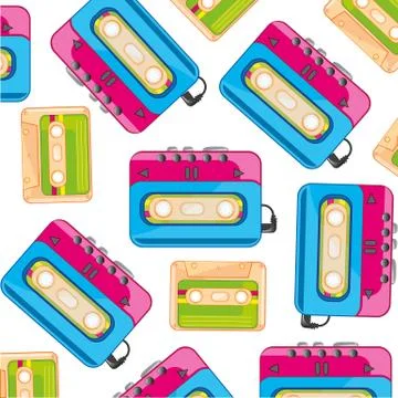 Pleer and cassette pattern Stock Illustration