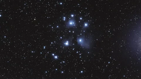 Pleiades Open Cluster Astronomy Stellar Nebula Timelapse M45 Stock Footage 59730896