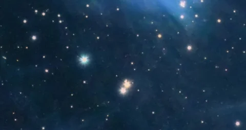 The Pleiades reflection nebula in the constellation of Taurus. Open star cluster Stock Footage