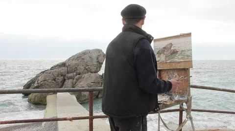 Plein Air on the beach Vídeo Stock 47590776