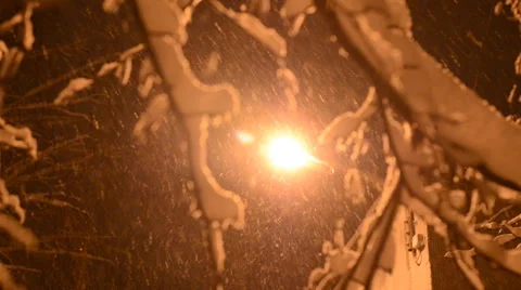 Plentiful Snowfall in Front of Street Light Stock Footage 47164573
