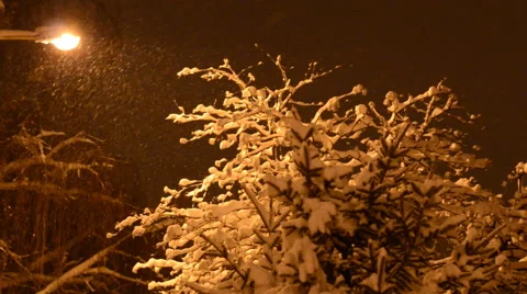 Plentiful Snowfall in Front of Street Light Stock Footage 47164595