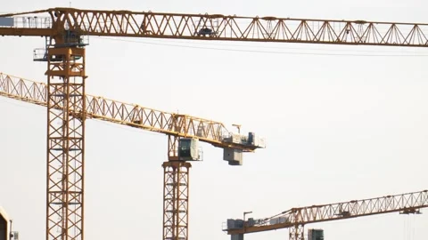 Plenty of cranes working on the mega construction in Saudi Arabia Stock Footage 285329422