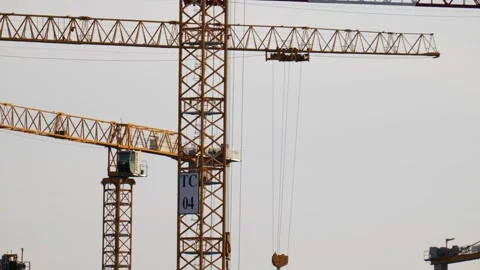 Plenty of cranes working on the mega construction in Saudi Arabia Stock Footage 285329628