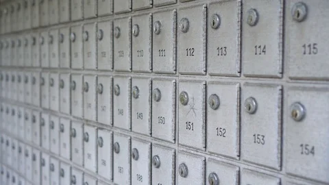 Plenty postboxes in a row background Stock Footage 109100006