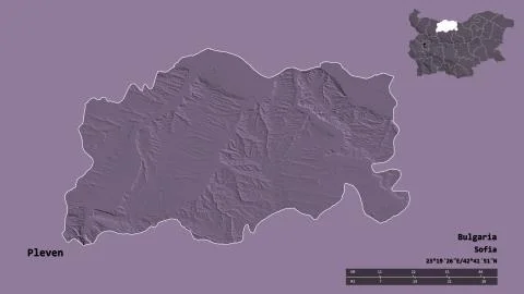 Pleven, Bulgaria. Colored elevation map Stock Illustration