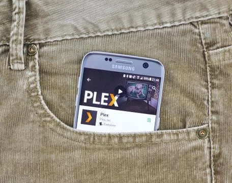 Plex app on a cellphone screen 写真素材