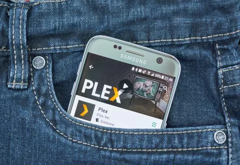 Plex mobile application on screen of Samsung 写真素材