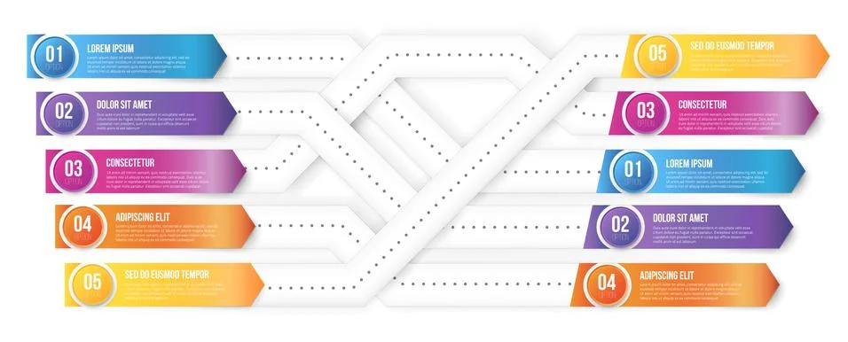 Plexiform infografics arrows vector pointed to different ways Stock Illustration