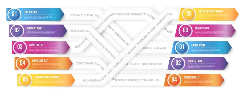 Plexiform infografics arrows vector pointed to different ways Illustrazione stock