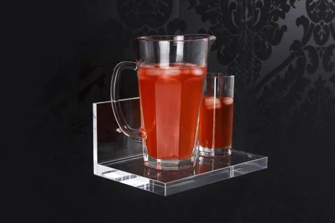 Plexiglass display with fluids Foto stock