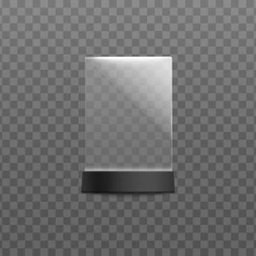 Plexiglass menu and cards desktop stand template vector illustration isolated. Stock Illustration