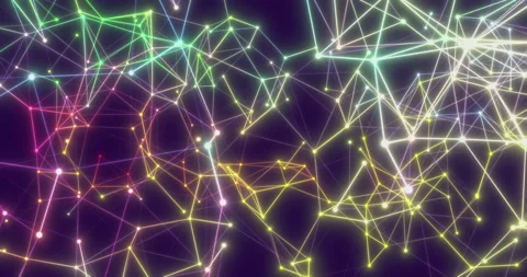 Plexus of abstract blue and violet geometrical lines with moving triangles and Stock Footage 172076991